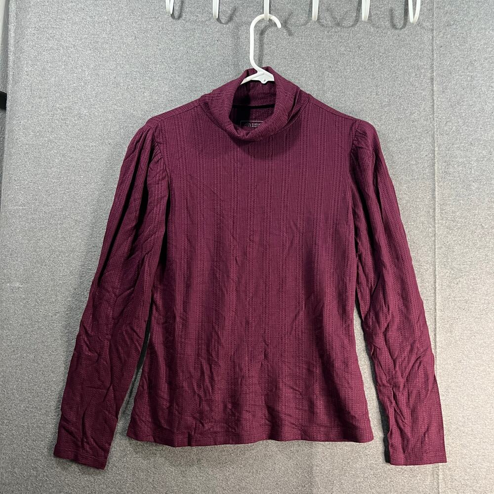 Candace Cameron Bure Puff-Sleeve Turtleneck Bordeaux, X-Small